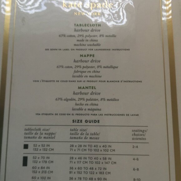 Kate Spade Harbour Drive Silver Tablecloth 60" X 102" NEW - Picture 8 of 9